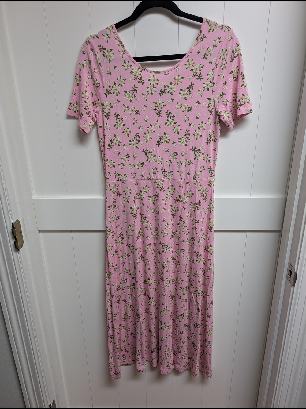 Draper James Pink Floral Scoop-Neck Midi Dress